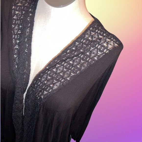 NWT Torrid Black Super Soft 3/4 Sleeve Cardigan Drape Front Sweater Size 6X B1 - Picture 2 of 5